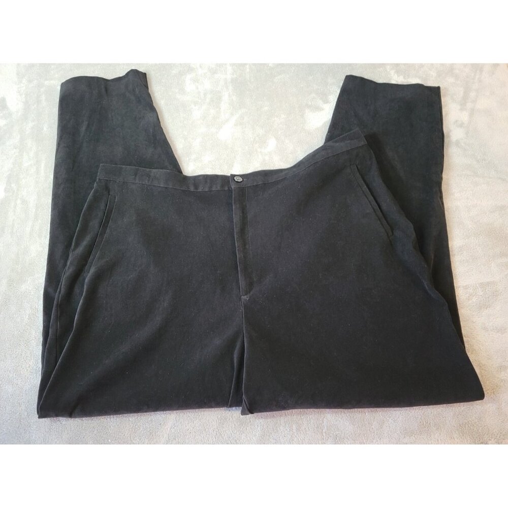 Dress Barn Womens Pants Size 22 Plus Black Velour High Rise Tapered BLA245E
